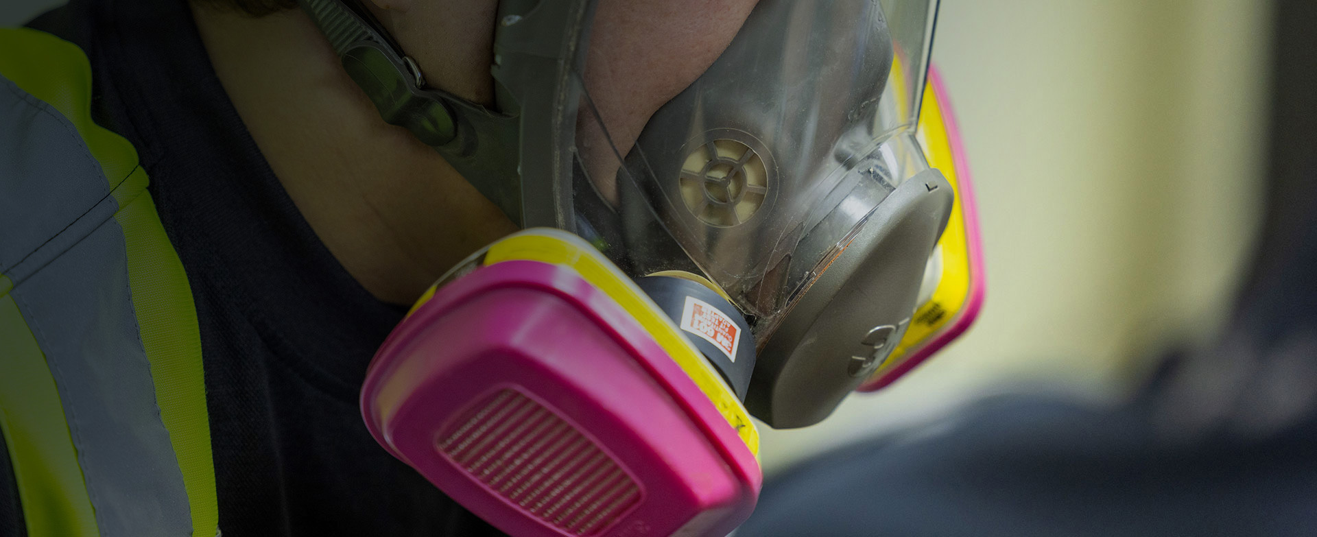 closeup of a respirator